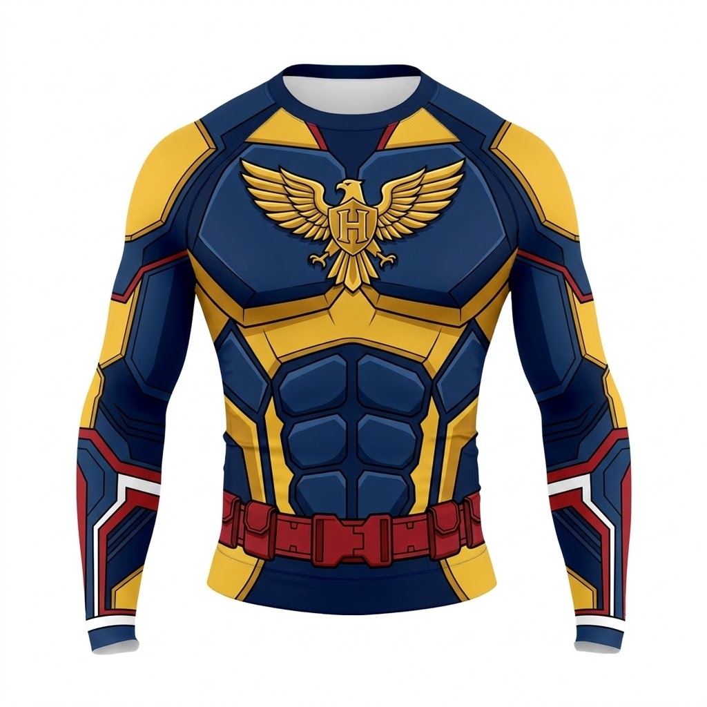 Superhero Homelaner Centurion Blue Gold Long Sleeve Compression Shirt