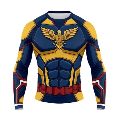 Superhero Homelaner Centurion Blue Gold Long Sleeve Compression Shirt