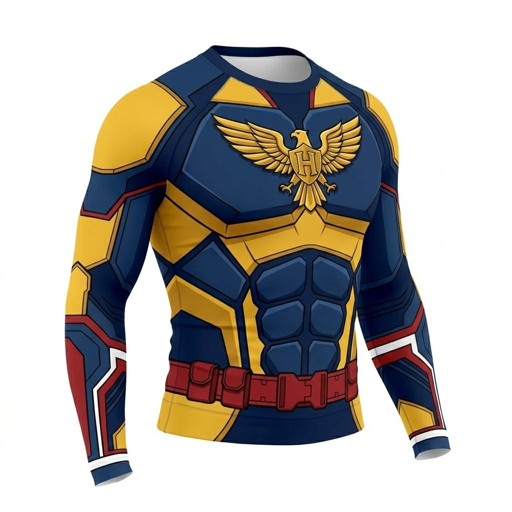 Superhero Homelaner Centurion Blue Gold Long Sleeve Compression Shirt