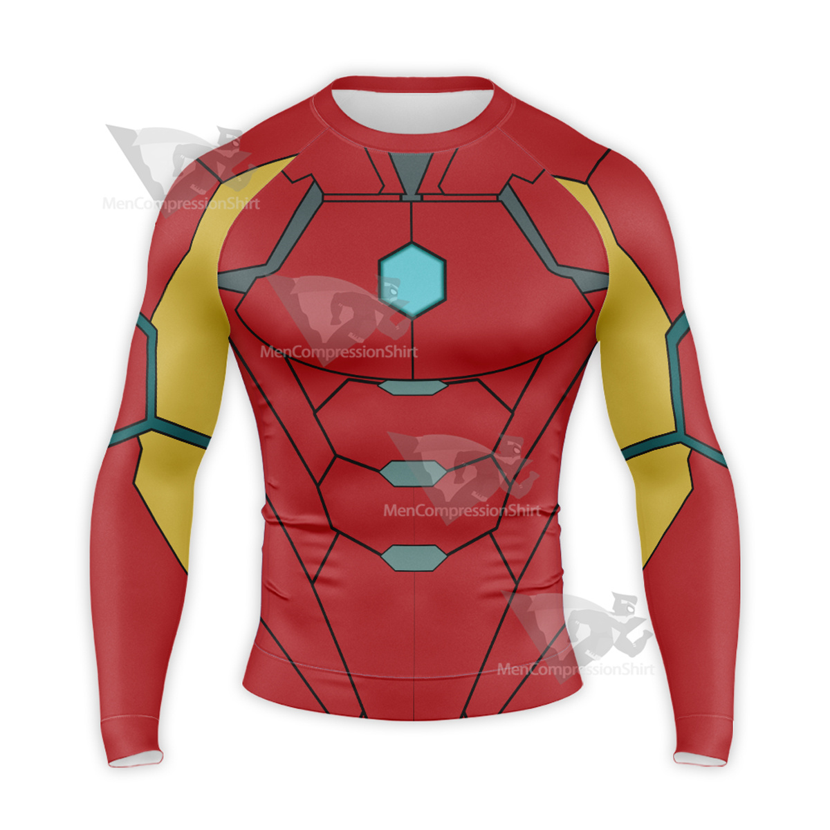 Superhero Iron Man Red Yellow Long Sleeve Compression Shirt