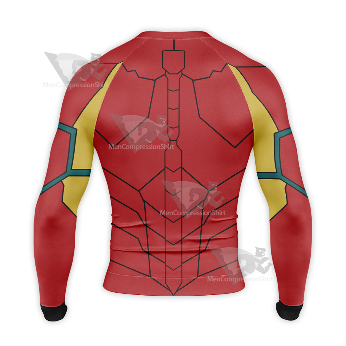 Superhero Iron Man Red Yellow Long Sleeve Compression Shirt