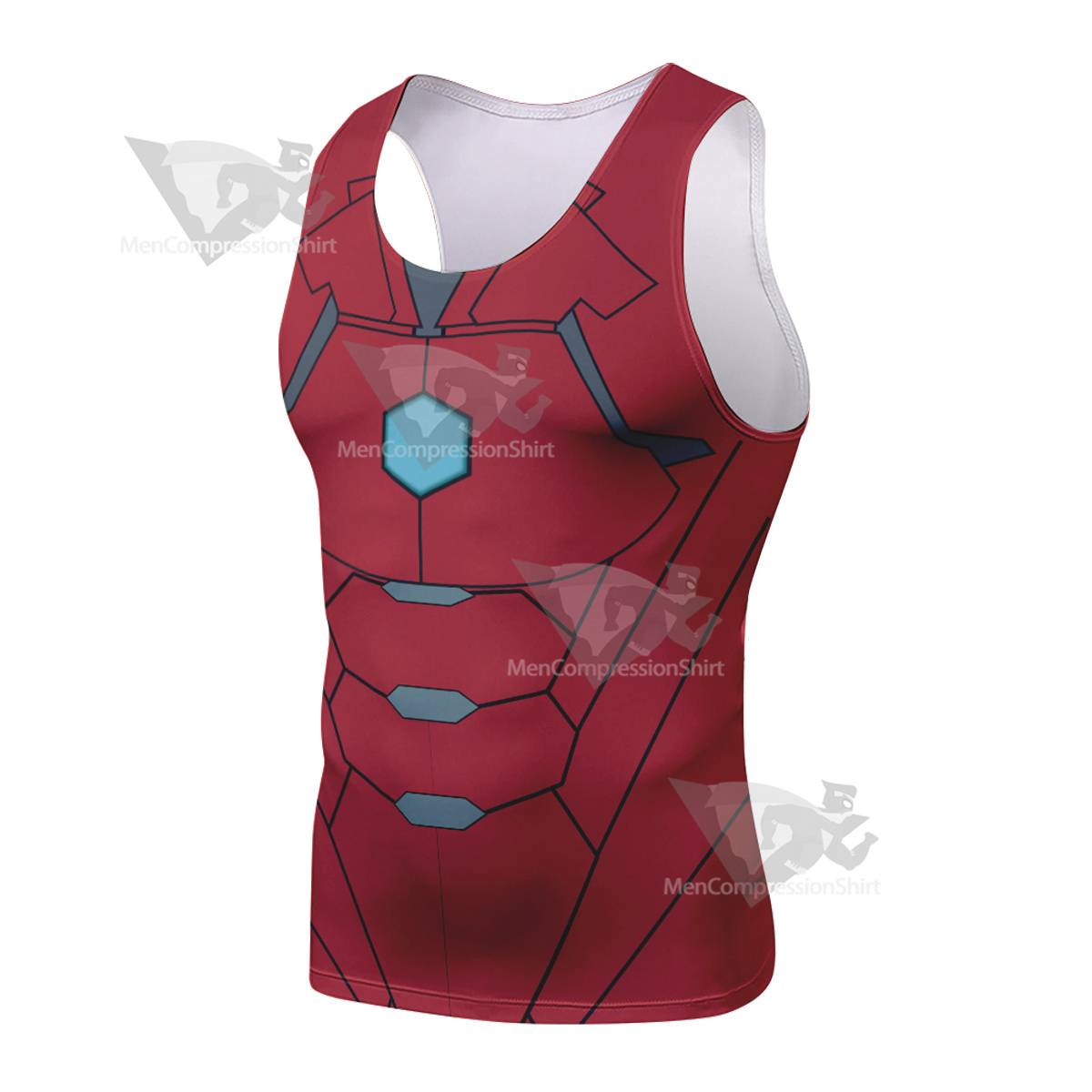 Superhero Iron Man Red Yellow Sleeveless Compression Shirt