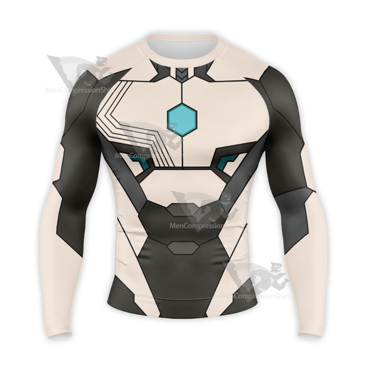 Superhero Iron Man White Black Long Sleeve Compression Shirt