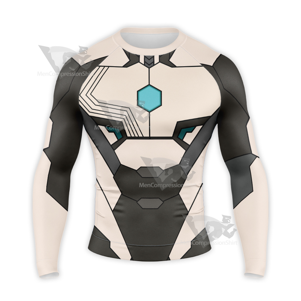 Superhero Iron Man White Black Long Sleeve Compression Shirt