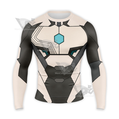 Superhero Iron Man White Black Long Sleeve Compression Shirt