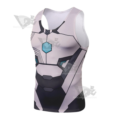 Superhero Iron Man White Black Sleeveless Compression Shirt