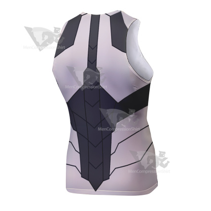 Superhero Iron Man White Black Sleeveless Compression Shirt
