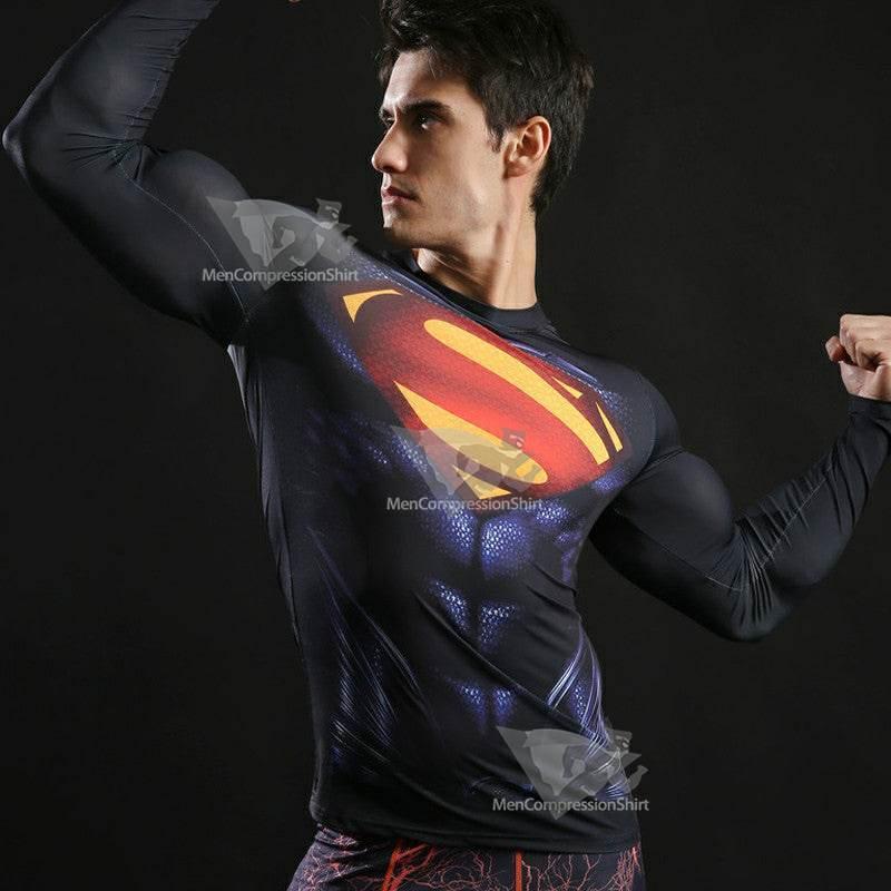 Superhero Kent Long Sleeve Compression Shirt For Men