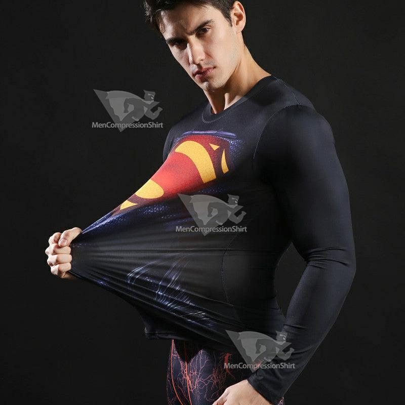 Superhero Kent Long Sleeve Compression Shirt For Men