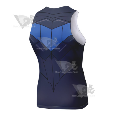 Superhero Nightwing Black Blue Sleeveless Compression Shirt