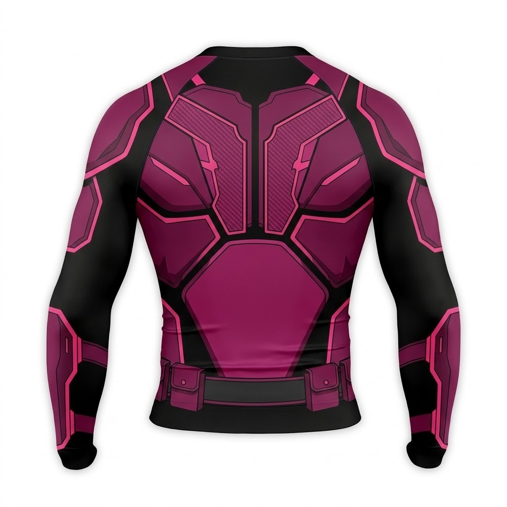 Superhero Nightwing Cyberpunk Style Black Purple Long Sleeve Compression Shirt