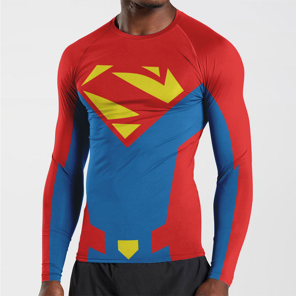 Superhero superman red Long Sleevee Compression Shirt