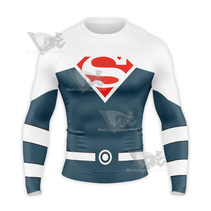 Superhero Superman White Long Sleeve Compression Shirt