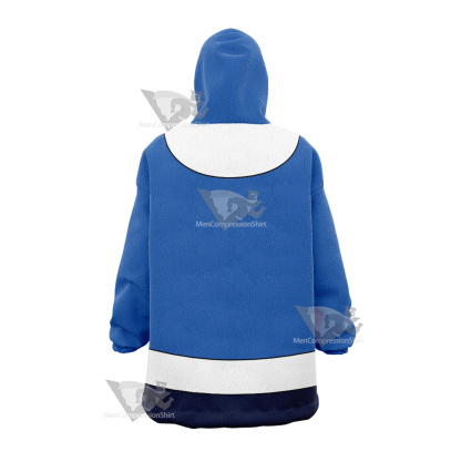 Superheroes Bouncing Boy Blue And White Oversized Blanket Hoodie