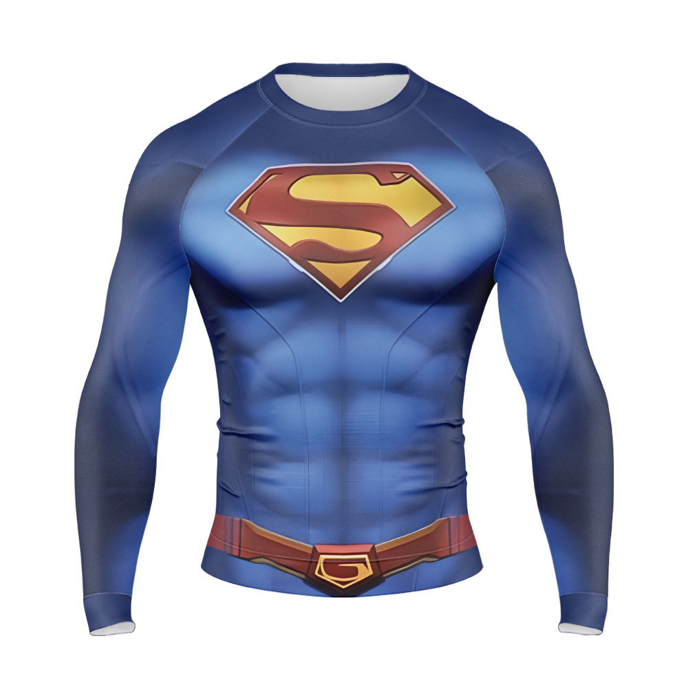 Superman Clark Lois Blue Long Sleeve Compression Shirt