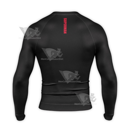 Superman Man Of Steel Black Battle Suit Long Sleeve Compression Shirt