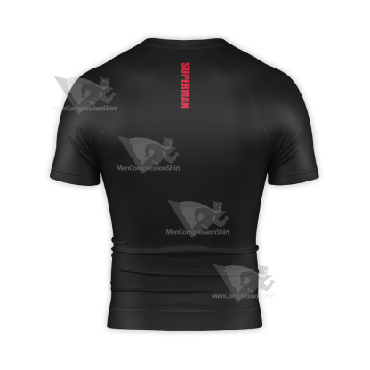 Superman Classic S Shield Badge Metal Short Sleeve Compression Shirt