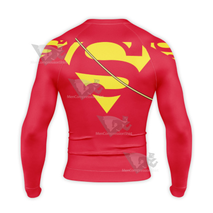 Superman Power Girl New Suit Red Coat Long Sleeve Compression Shirt