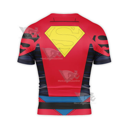 Superman Superboy Conner Kent New Suit Short Sleeve Compression Shirt