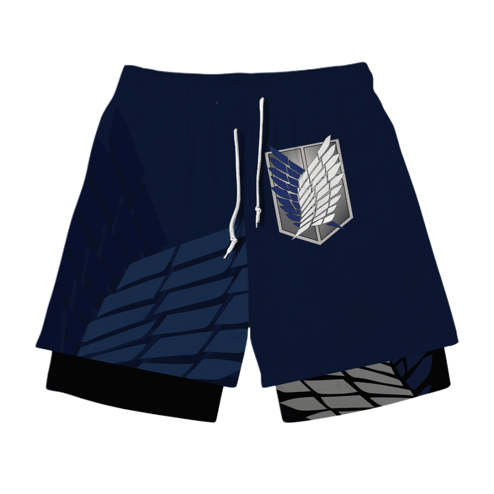 Survey Corps Blue Anime Shorts Compression Gym Shortsr