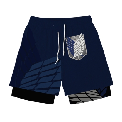 Survey Corps Blue Anime Shorts Compression Gym Shortsr
