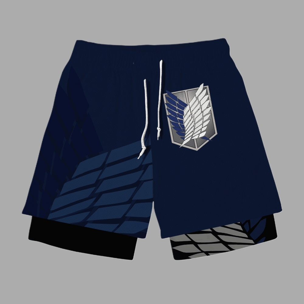Survey Corps Blue Anime Shorts Compression Gym Shortsr