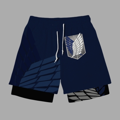 Survey Corps Blue Anime Shorts Compression Gym Shortsr