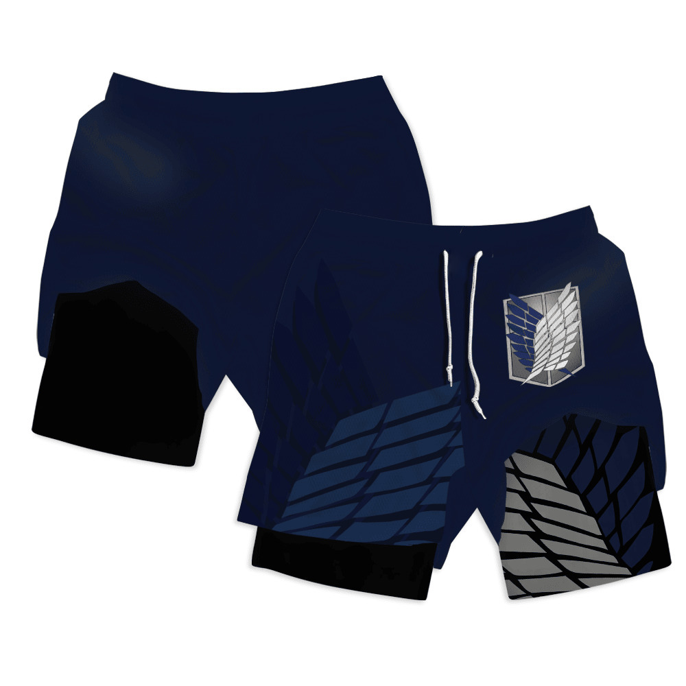 Survey Corps Blue Anime Shorts Compression Gym Shortsr