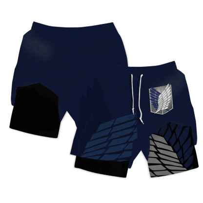 Survey Corps Blue Anime Shorts Compression Gym Shortsr