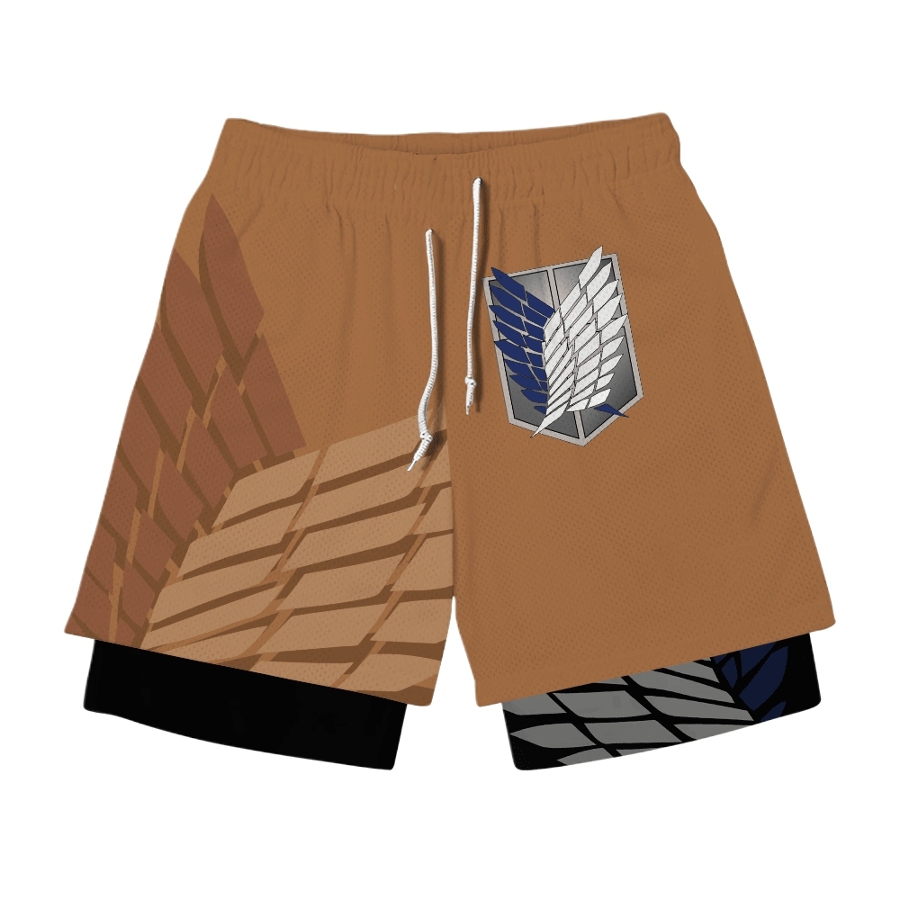 Survey Corps Brown Anime Shorts Compression Gym Shortsr