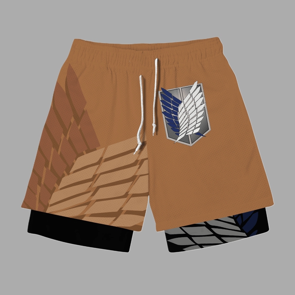 Survey Corps Brown Anime Shorts Compression Gym Shortsr