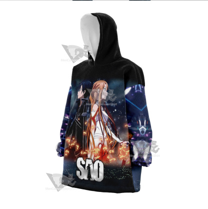 Sword Art Online Kirito And Ggo Asuna Snug Oversized Blanket Hoodie