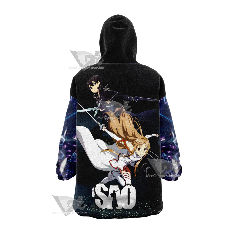 Sword Art Online Kirito And Ggo Asuna Snug Oversized Blanket Hoodie