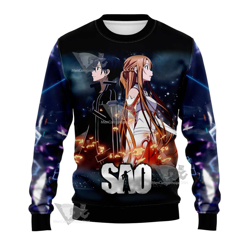 Sword Art Online Kirito And Ggo Asuna Sweatshirt MensCompressionShirt