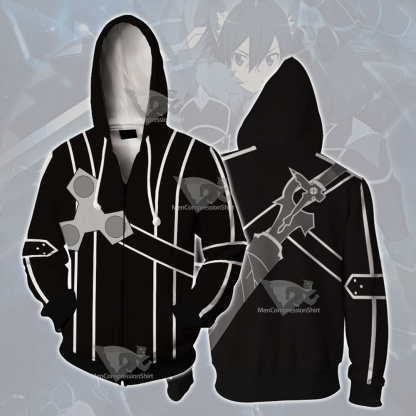 Sword Art Online Kirito Cosplay Zip Up Hoodie – MensCompressionShirt