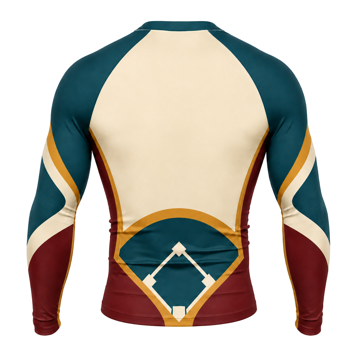 Baseball Diamond Panel Beige Customizable Long Sleeve Compression Shirt
