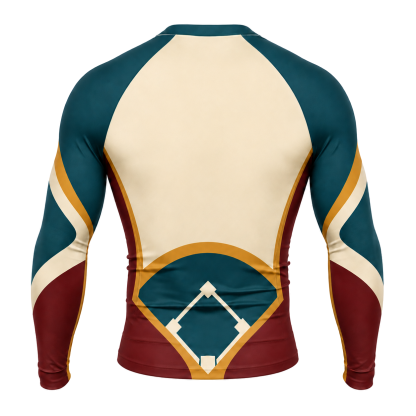 Baseball Diamond Panel Beige Customizable Long Sleeve Compression Shirt