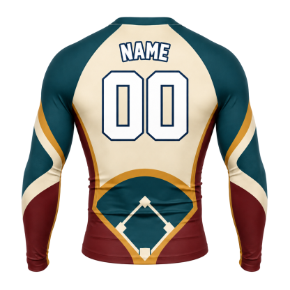 Baseball Diamond Panel Beige Customizable Long Sleeve Compression Shirt