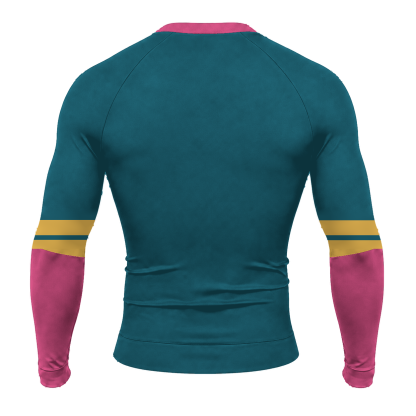 Triple Cuff Stripe Navy Customizable Long Sleeve Compression Shirt