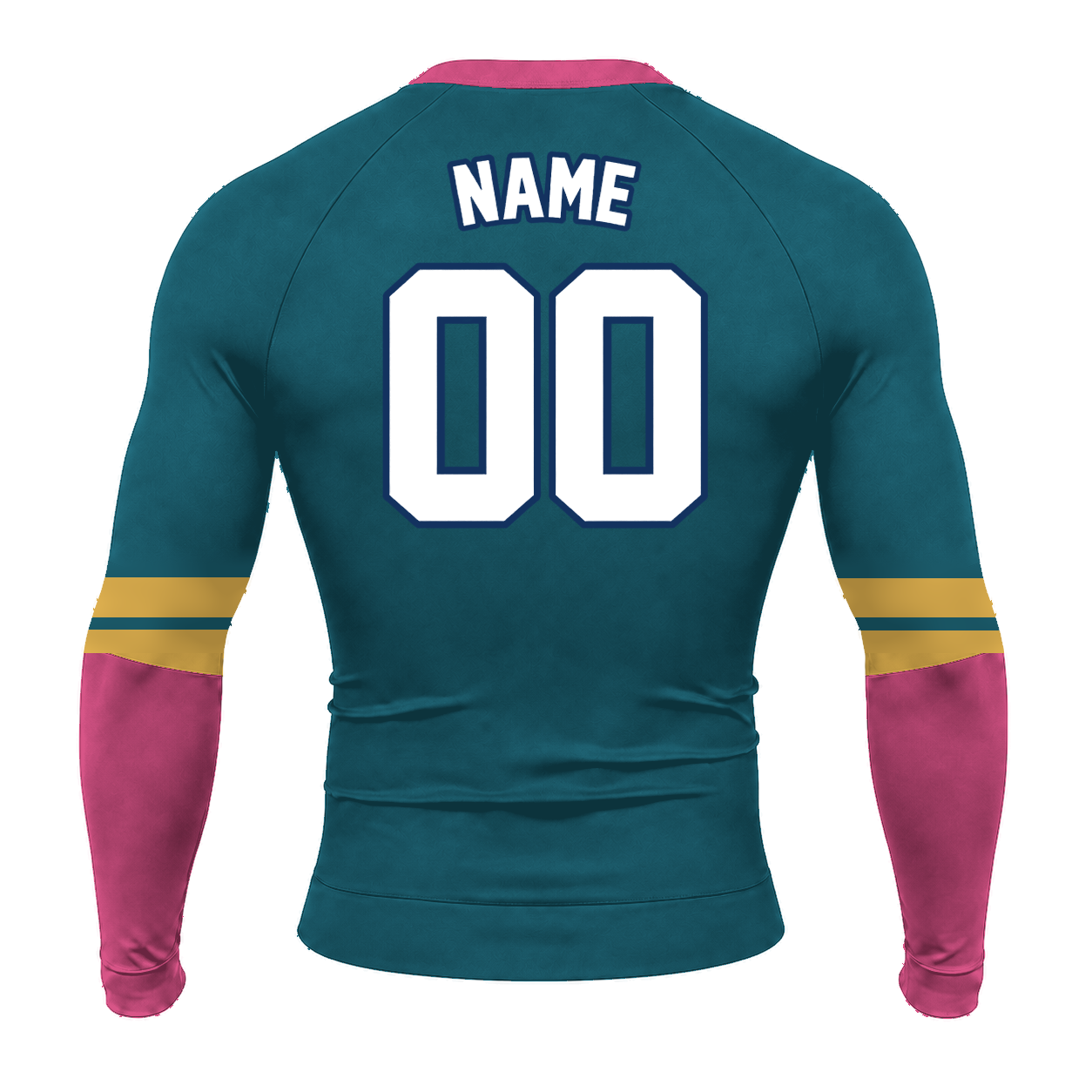Triple Cuff Stripe Navy Customizable Long Sleeve Compression Shirt