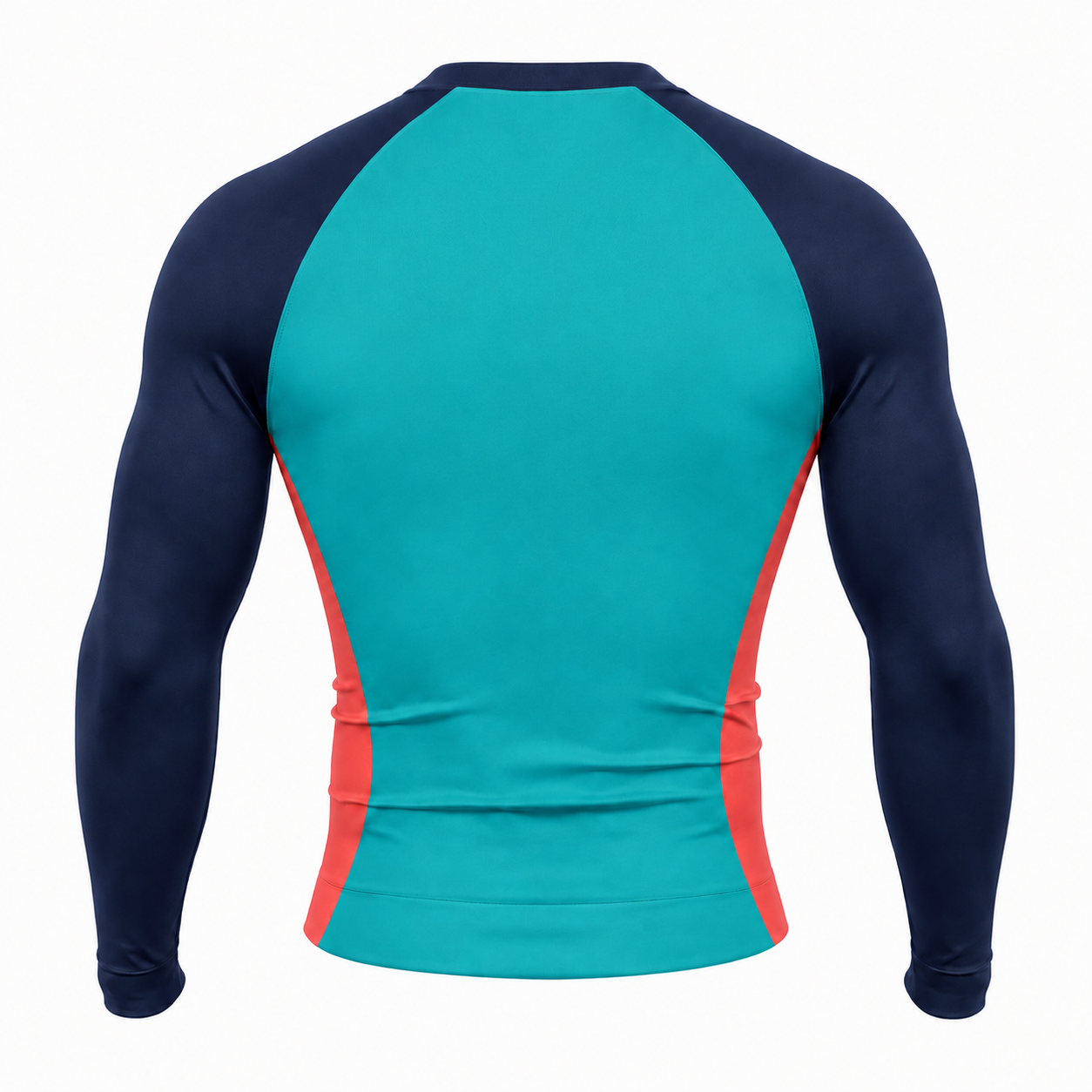 Side Panel Teal Primary Navy Accent Customizable Long Sleeve Compression Shirt