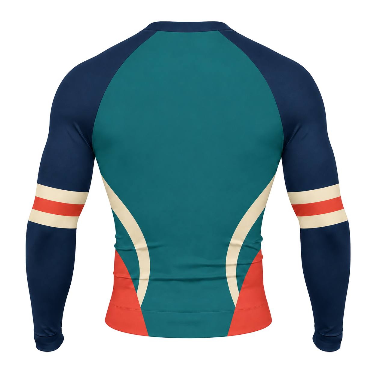 Curved Panel Navy Customizable Long Sleeve Compression Shirt
