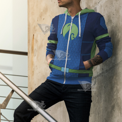 The Deep Fontaine Nekton Green Cosplay Zip Up Hoodie