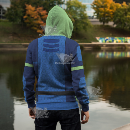 The Deep Fontaine Nekton Green Cosplay Zip Up Hoodie