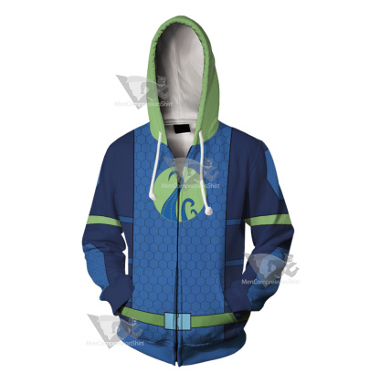 The Deep Fontaine Nekton Green Cosplay Zip Up Hoodie