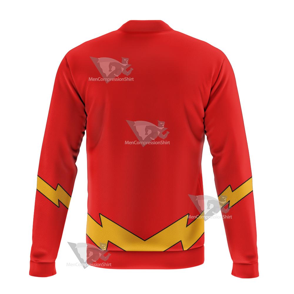Dc The Flash Lightning Belt Cosplay Bomber Jacket