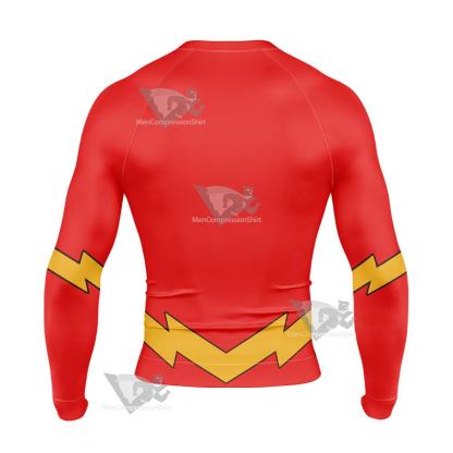 Dc The Flash Lightning Belt Cosplay Long Sleeve Compression Shirt