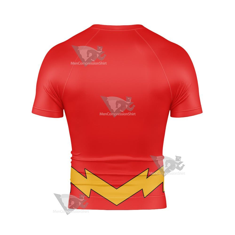 Dc The Flash Lightning Belt Cosplay Short Sleeve Compression Shirt