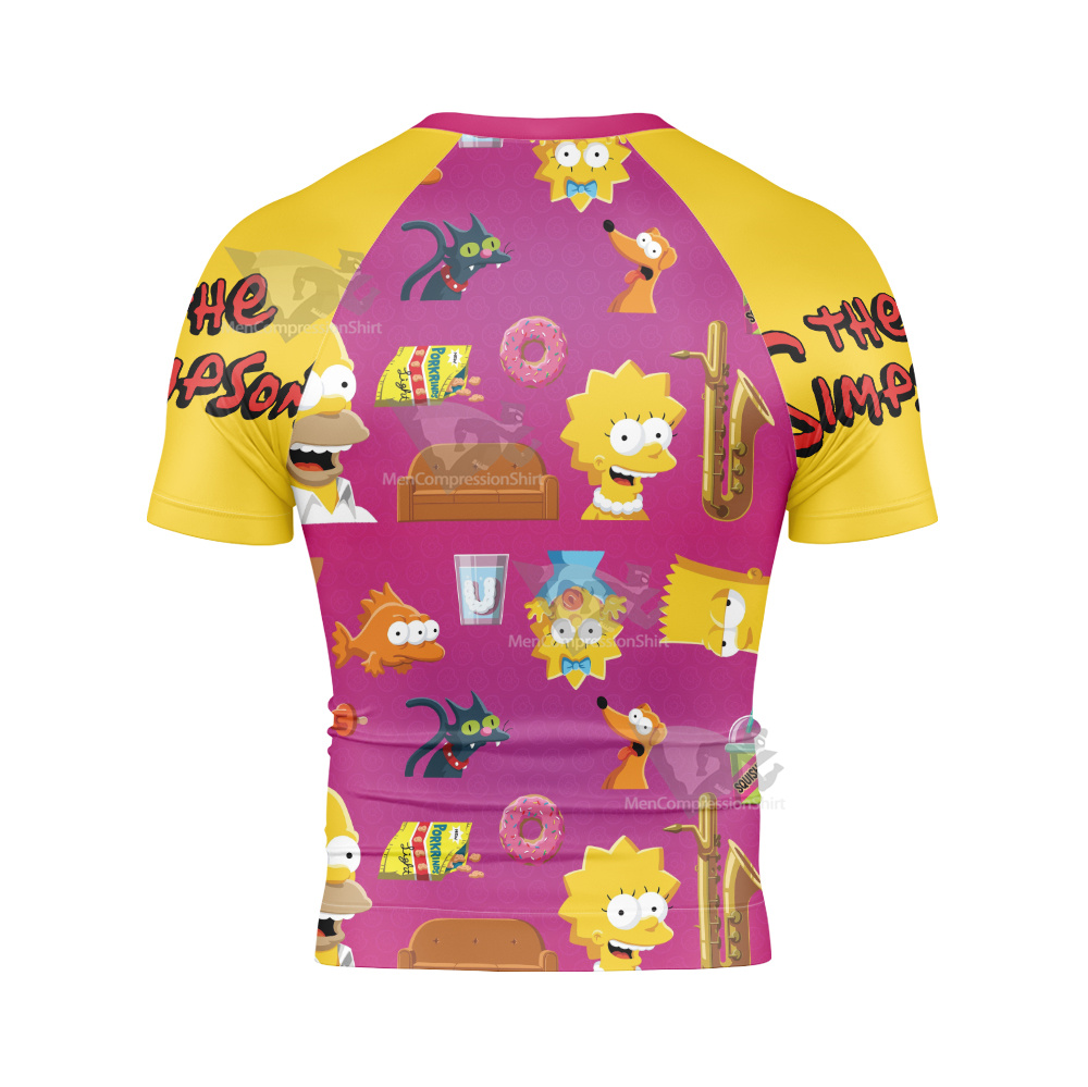 The Simpsons Family Head Short Sleeve Compression Shirt