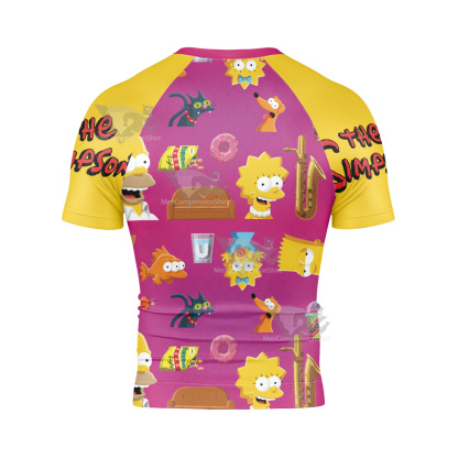 The Simpsons Family Head Short Sleeve Compression Shirt